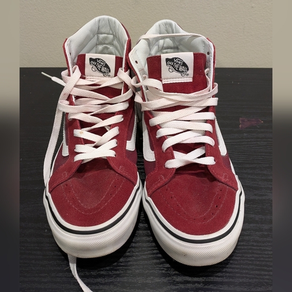 Vans Other - Vans Men's Burgundy and White High-Top Sneakers Size 7.5 men 9.0 Women